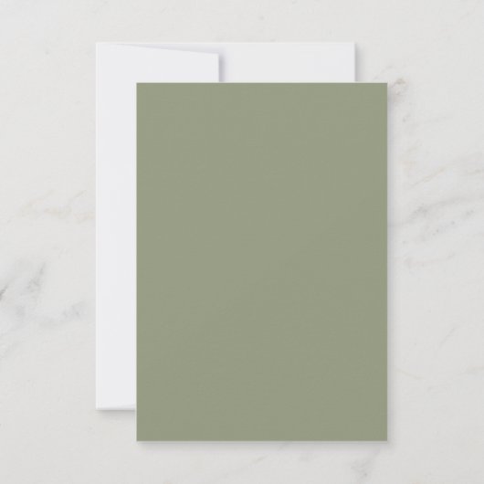 Moderne Witte en Sage Groene Eenvoudige Behuizing RSVP Kaartje (Achterkant)