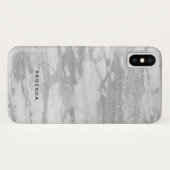 Moderne witte en zilveren faux Glitter Marble Case-Mate iPhone Case (Achterkant (horizontaal))