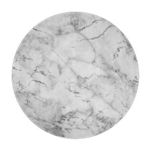 Moderne witte en zilveren glitters marmerpatroon snijplank