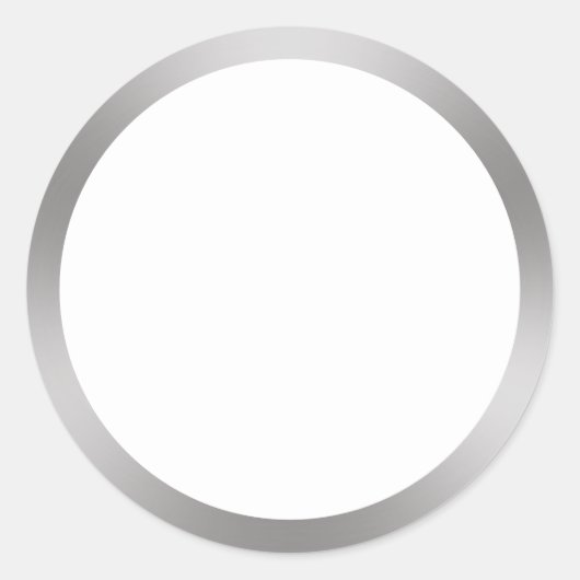 Moderne, witte en zilveren uitkijkgrens ronde sticker (Voorkant)