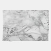 Moderne witte en zilverkleurige marmer theedoek (Horizontaal)