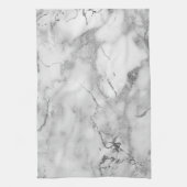 Moderne witte en zilverkleurige marmer theedoek (Verticaal)