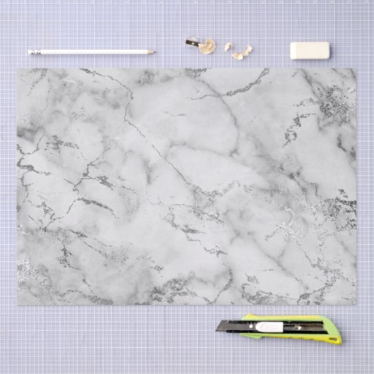 Moderne witte en zilverkleurige marmer tissuepapier (Craft)