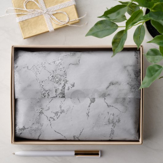 Moderne witte en zilverkleurige marmer tissuepapier (Geschenk)