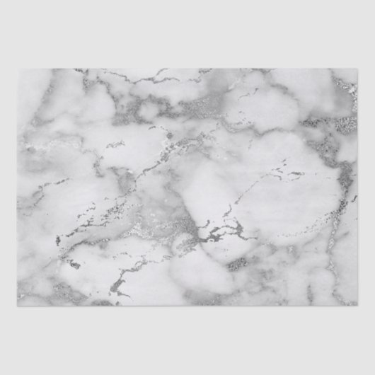 Moderne witte en zilverkleurige marmer tissuepapier (Voorkant)