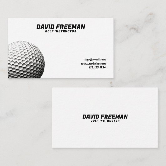 Moderne Witte en Zwarte Bal Golf Instructeur Visitekaartje (Voorkant / Achterkant)