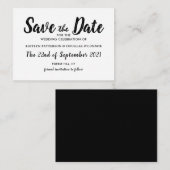 Moderne witte en zwarte bewaart de datum informatiekaartje (Voorkant / Achterkant)