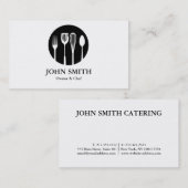 Moderne Witte en Zwarte Catering Restaurant Chef Visitekaartje (Voorkant / Achterkant)