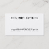 Moderne Witte en Zwarte Catering Restaurant Chef Visitekaartje (Achterkant)