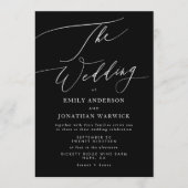 Moderne witte en zwarte eenvoudige trouwdag kaart (Voorkant)