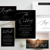 Moderne witte en zwarte eenvoudige trouwdag kaart