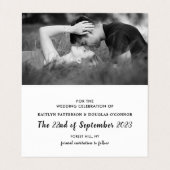 Moderne witte en zwarte foto Opslaan datumkaart Visitekaartje (Binnenkant ongevouwen)