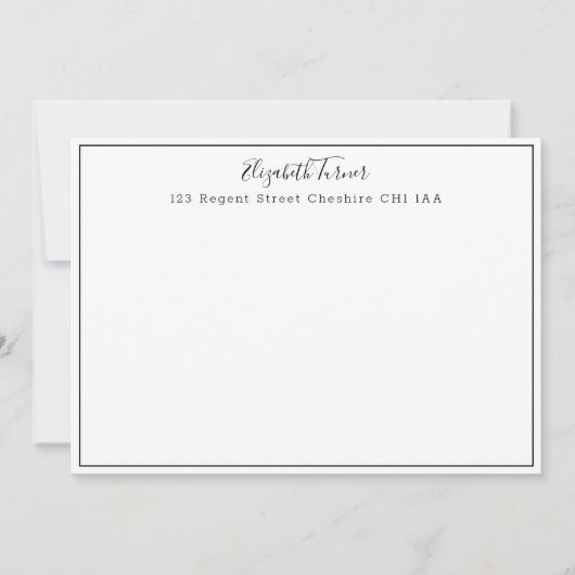 Moderne witte en zwarte grensnota notitiekaartje (Voorkant)