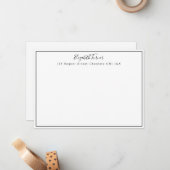 Moderne witte en zwarte grensnota notitiekaartje (Voorkant / Achterkant in situ)