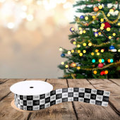 Moderne witte en zwarte kerstbomen satijnen lint