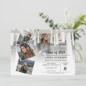 Moderne witte en zwarte minimalistische foto-afstu kaart (Staand voorkant)