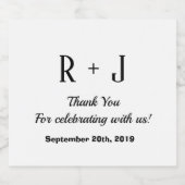 Moderne witte en zwarte monogram Dank je huwelijk Bier Etiket (Enkel label)