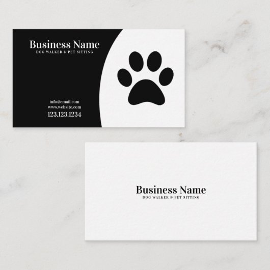 Moderne, witte en zwarte pagina afdrukken visitekaartje (Voorkant / Achterkant)