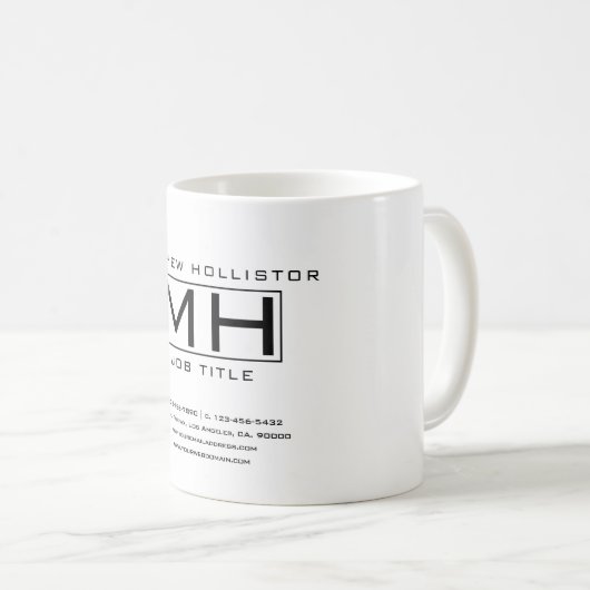 Moderne, witte en zwarte Professional Koffiemok (Voorkant rechts)