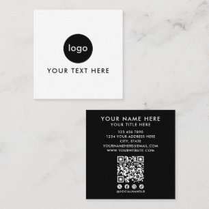 Moderne witte en zwarte QR-code logo minimalistisc Vierkante Visitekaartje
