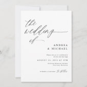 Moderne Witte en Zwarte Romantische Bruiloft Kaart (Voorkant)