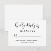 Moderne, witte en zwarte-Script-antwoordkaart RSVP Kaartje (Voorkant / Achterkant)