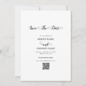 Moderne witte en zwarte scriptiekoppel fotobruilof save the date (Voorkant)