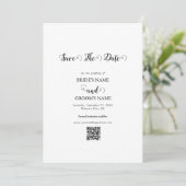 Moderne witte en zwarte scriptiekoppel fotobruilof save the date (Staand voorkant)