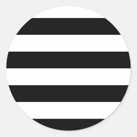 Moderne witte en zwarte strepen ronde sticker (Voorkant)
