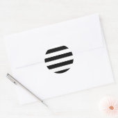 Moderne witte en zwarte strepen ronde sticker (Envelop)
