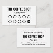 Moderne witte en zwarte vlakke eenvoudige coffeesh klantenkaartje (Voorkant / Achterkant)