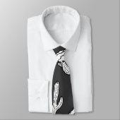 Moderne witte en zwarte zuchtige cactus stropdas (Gebonden)