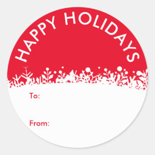 Moderne witte Feestdagen Botanische sneeuwvlok Aan Ronde Sticker