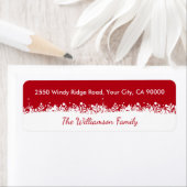 Moderne Witte Feestdagen Botanische Sneeuwvlok Cus Etiket (Insitu)