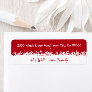 Moderne Witte Feestdagen Botanische Sneeuwvlok Cus Etiket