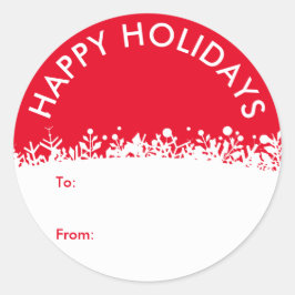 Moderne Witte Feestdagen Botanische Sneeuwvlok Cus Ronde Sticker