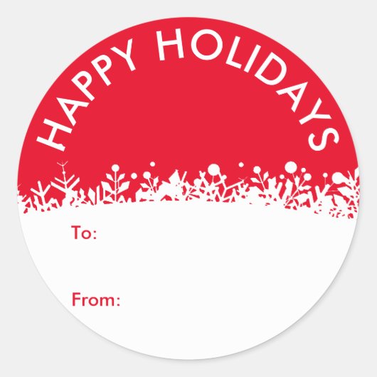 Moderne Witte Feestdagen Botanische Sneeuwvlok Cus Ronde Sticker (Voorkant)
