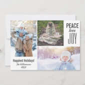 Moderne Witte Feestdagen Vrede Liefde Vreugde Foto Feestdagenkaart (Voorkant)