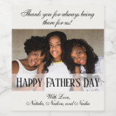 Moderne witte foto Happy Vaderdag wijnlabels Wijn Etiket (Enkel label)