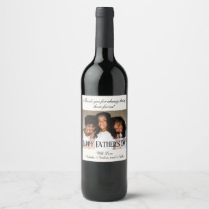 Moderne witte foto Happy Vaderdag Wine Labels Wijn Etiket
