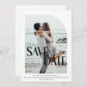 Moderne, witte foto-Save de datum Kaart (Voorkant / Achterkant)