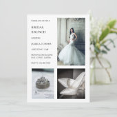 Moderne witte fotocollage bruidsbrunch kaart (Staand voorkant)