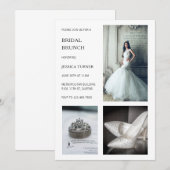 Moderne witte fotocollage bruidsbrunch kaart (Voorkant / Achterkant)