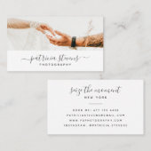 Moderne witte fotograaf script typografie foto visitekaartje (Voorkant / Achterkant)