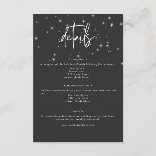 Moderne witte gardenia's op zwarte sprankeling Det Informatiekaartje (Voorkant)