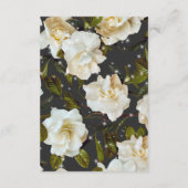 Moderne witte gardenia's op zwarte sprankeling Det Informatiekaartje (Achterkant)
