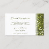 Moderne witte gele groene sparkle Glitter-Initiale Visitekaartje (Achterkant)