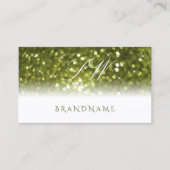 Moderne witte gele groene sparkle Glitter Monogram Visitekaartje (Voorkant)