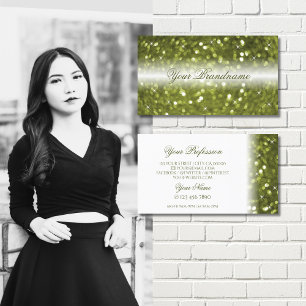 Moderne witte gele groene sparkle stijlvol visitekaartje