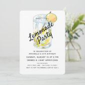 Moderne Witte & Gele Limonade Party Uitnodiging (Staand voorkant)